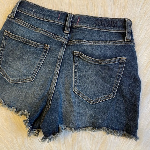 PINK Victoria’s‎ Secret Shorts Womens Size 4 Blue Denim Ripped Jeans - Picture 6 of 8
